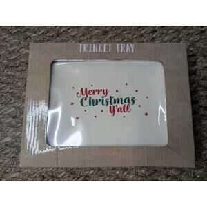 NEW! Merry Christmas Ceramic Trinket Tray Keys Necklaces Holiday Table Decor